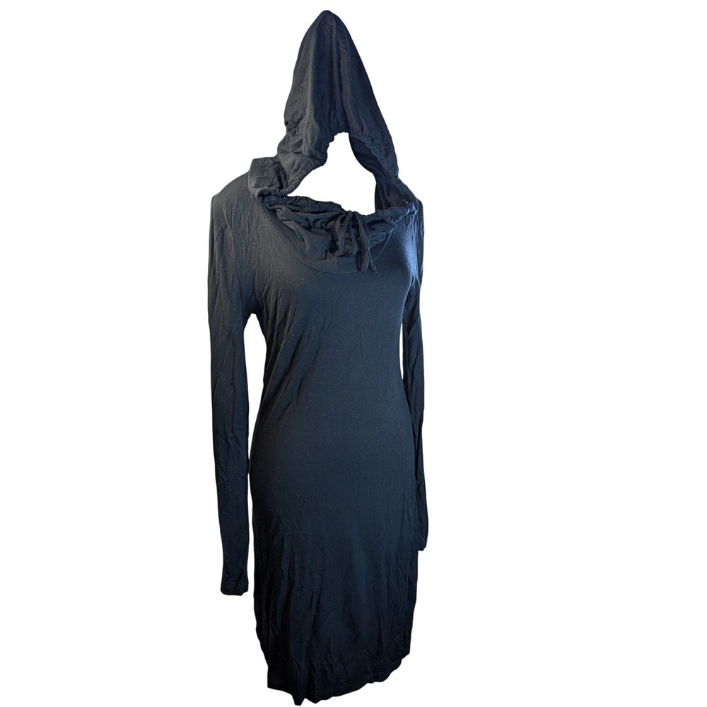 Threads 4 Thought Womens Black Hooded Cowl Neck Long Sleeve Midi Dress Goth S
